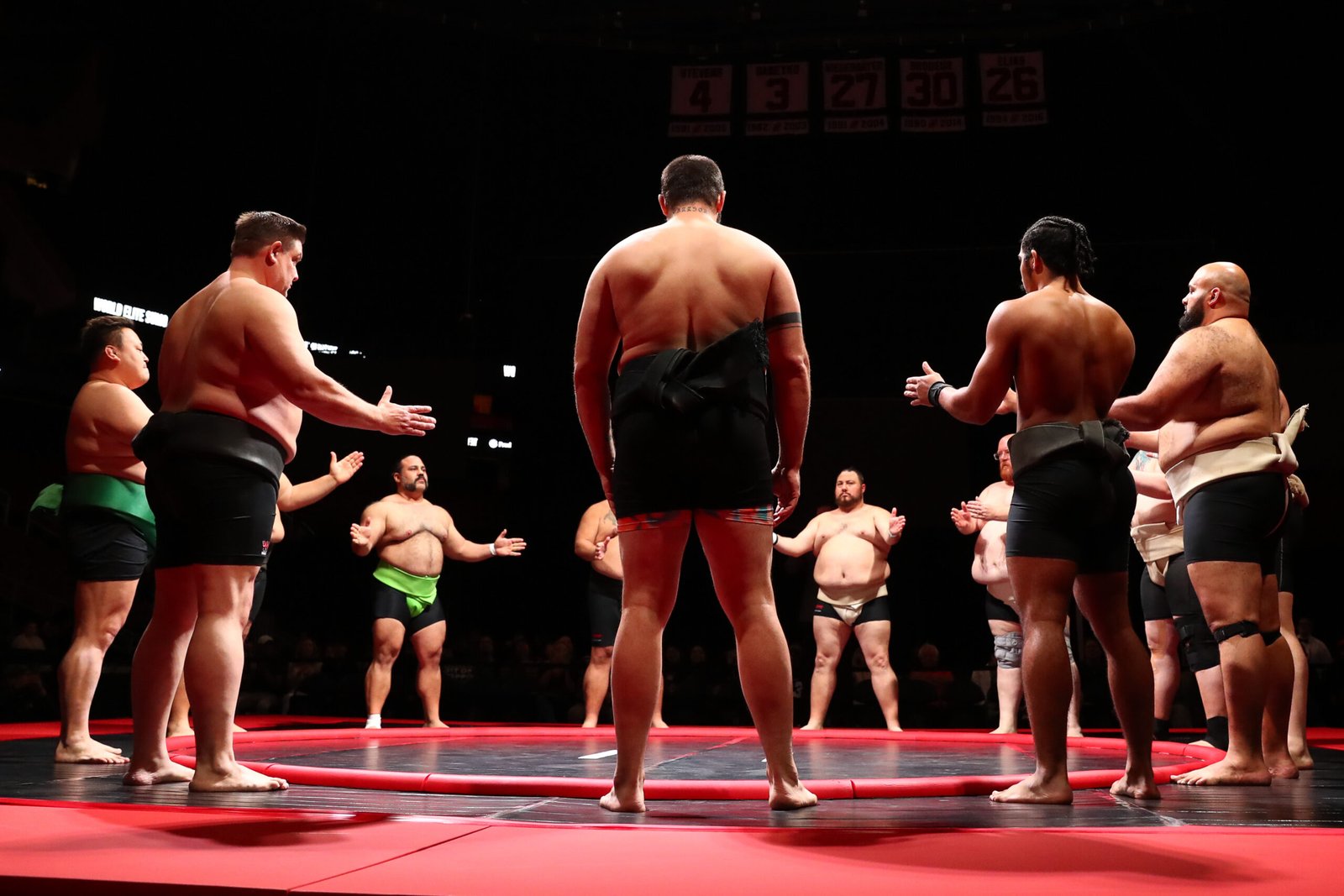 World Elite Sumo athletes competing in the ring